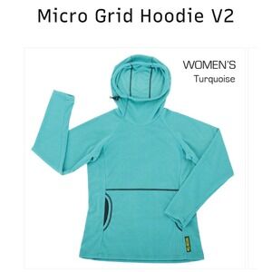 Melanzana Micro Grid Hoodie V2 Womens Large Turquoise Polartec Fleece Colorado